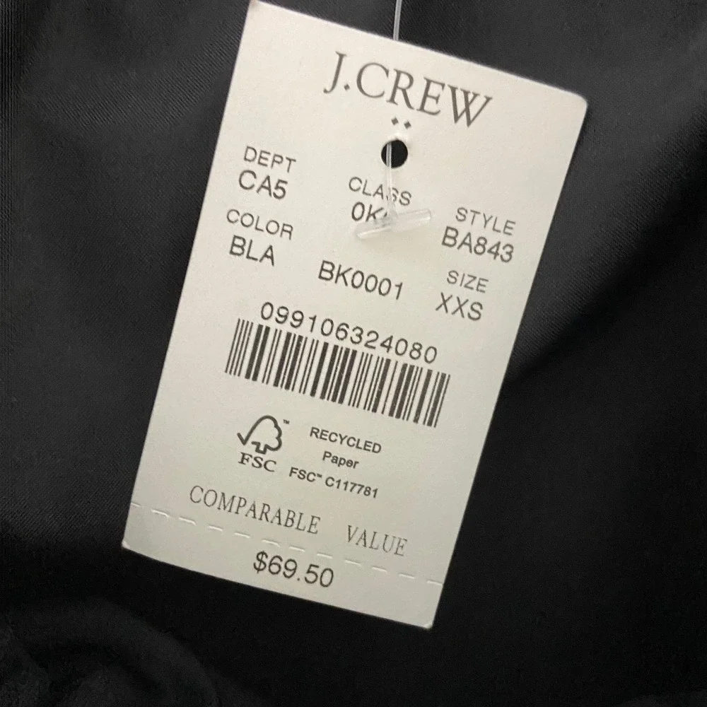 J.Crew NEW Black Elastic Waist Midi Skirt Quiet Luxury Career Corporate Size XXS